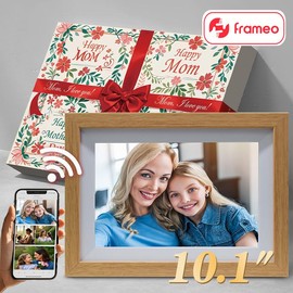 Mother's Day Gift,Ekoio Digital Picture Frame 10.1 Inch WiFi,gift idea, IPS Touch Screen Smart Cloud Photo Frame with 32GB Storage, Auto-Rotate Easy Setup to Share Photos or Videos, White Wall Mountable,gift for mom:_10.1 Wood-To Mom Mother‚Äòs Day gift box