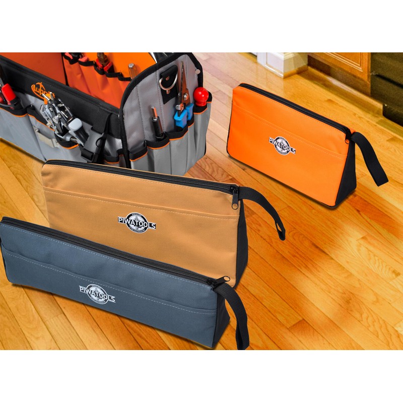 Piwatools Stand-Up Tool Pouch Bag with Zipper, Small Tool Pouches