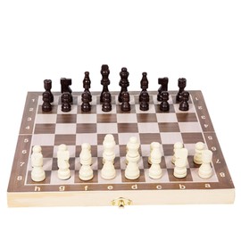 Satiskid Chess Set, Wooden Chess Board, Portable Foldable Travel Chess Board Set, Strategy Game for Kids Adults, Educational Board Games Gifts (Non-magnetic)