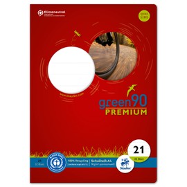 Staufen Green Notebook DIN A4, Line Style 21 (9 mm Lined), 32 Sheets, Premium White 90 g/m² Recycled Paper, Round Corners Prevent "Donkey Ears", 4 Different Designs (No Selection Possible), Pack of 1