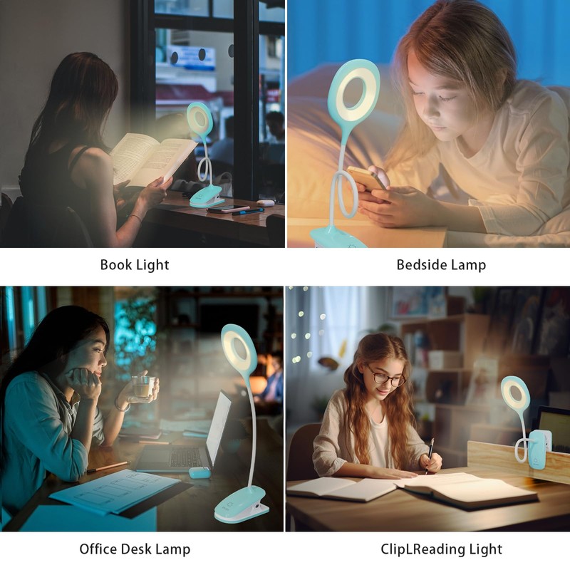 GCDFGV Clip On Reading Light for Bed Headboard, USB Rechargeable