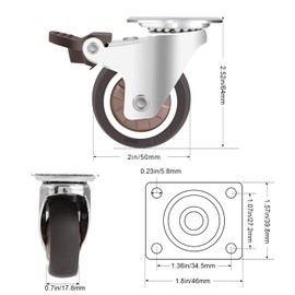 2 Inch Caster Wheels, Locking Casters Set of 4, Wheels for Carts Heavy Duty, Small Casters Wheels for Furniture, Workbench, Storage Box