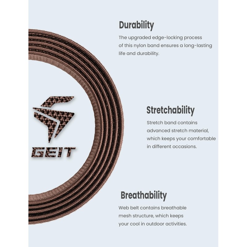 GEIT Stretch Nylon Belt with Quick Release Buckle, Casual Golf