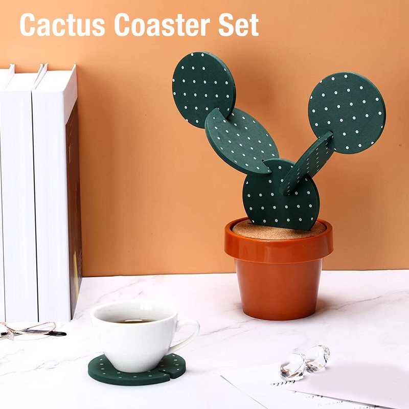 6PCS Cactus Coaster Set Heat Insulation Antislip Multifunctional DIY Funny