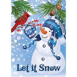 Txtains Winter Christmas Cardinal Bird on Tree Snowman Seasonal Nature Garden Flag 12 x 18 Inch Double Sided Yard House Outdoor Banner Decor