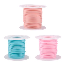 Bestewelry 32Yards Hollow Pipe Rubber Cords 2mm Candy Color Hollow Tubing Rubber Pipes Knitting Barber Jewelry Cords with 1mm Hole for Knitting DIY Craft Bracelet Beading Jewelry Making 3 Colors
