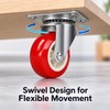 4-Pack Red PVC Swivel Caster Wheels for Furniture & Utility
