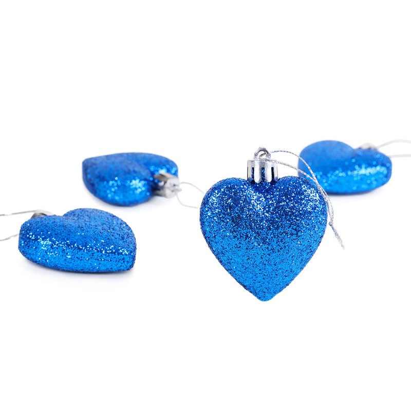 Christmas Concepts® Pack of 16 - Glitter Heart Shaped Baubles