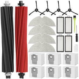 DrRobor DrRobor Ersatzteile Zubeh?rset f??r Roborock Q8 Max+/Q5 Pro+/Q5 Max+/Q5 DuoRoller+ Staubsauger,2 Hauptb??rsten, 4 HEPA-Filter, 6 Staubbeutel, 4 Wischpads, 4 Seitenscheuerb??rsten
