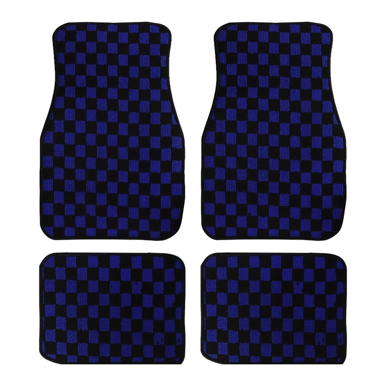 Generic 4PCS UNIVERSAL CHECKERED STYLE BLUE Fabric Car Floor Mats