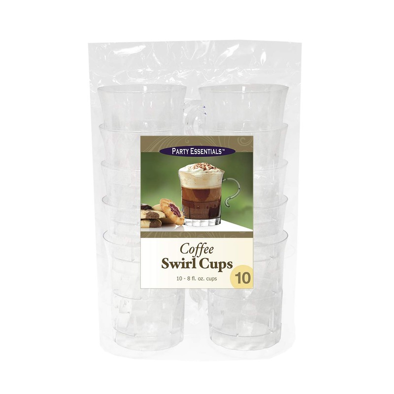 Party Essentials 10 Count Hard Plastic Swirled Coffee/Punch Bowl Cups,