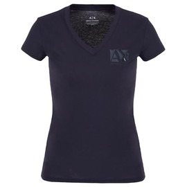 A | X ARMANI EXCHANGE Women's Essential V-Neck Cotton Jersey Logo T-Shirt, Blueberry Jelly