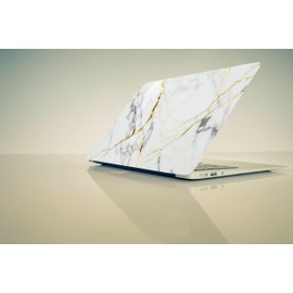 Pixel Pear Laptop Skin with White Marble Texture Stone Fits 13-15.6 Laptops