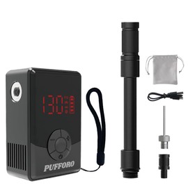 Tiny Mini Bicycle Pump with Gauge, 130PSI Electric Bike Pump with Presta and Schrader Valve,Auto Stop, Fast Inflation, Preset Value