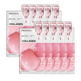 MEDIHEAL Essential Sheet Mask - Collagen Face Sheet Mask, for Skin Firming, Plumping with 98% Vegan Collagen, Hyaluronic Acid, Korean Face Mask, Korean Skincare, Vegan, 10pcs