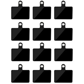 12 Pack Cell Phone Lanyard Tether Tab with Metal Ring, Universal Replacement Attachment Cellphone Tether PVC Patches Sticker Pad for Wrist Phone Strap Smartphone Neck Safety Tether, Black