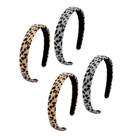 Vaguelly 4Pcs Leopard Wide Hair Hoops for Women Breathable Cloth Headbands Stylish Headdress Accessories for Daily Wear and Face Washing