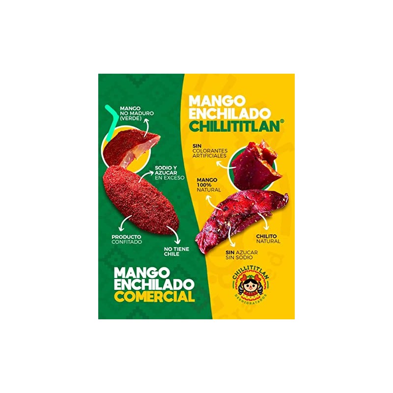 CHILLITITLAN Mango Deshidratado Enchilado sin Azúcar Añadida 920 gramos