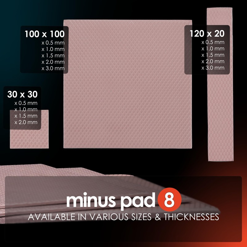 Thermal Grizzly Minus Pad 8-120x20x1.5mm 2-Pack Thermal Interface Pad, Electrically