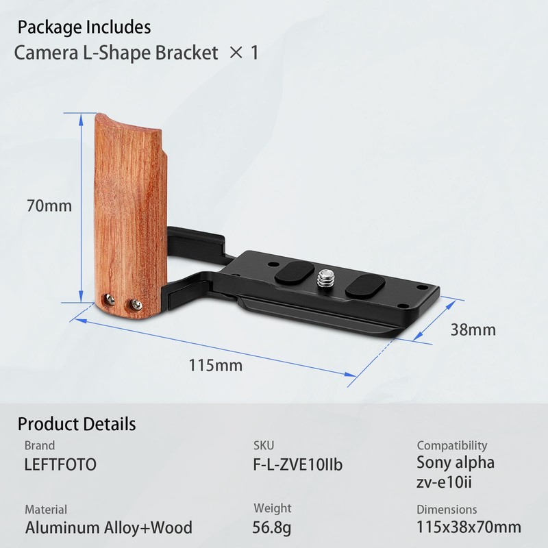 LEFTFOTO ZV-E10II Handgrip L-Shape Grip for Sony Alpha ZV-E10II Camera,Quick