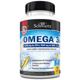 Omega 3 EPA y DHA Fish Oil 2250 mg, Suplemento Alimenticio de Aceite de Pescado de Alta Concentración, Sabor Limón, Non-GMO, Sin Gluten, 90 Cápsulas Blandas
