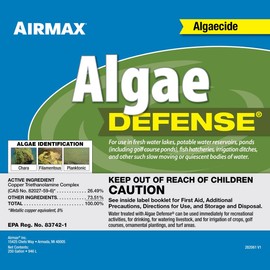 Airmax Algae Defense, EPA Registered Algaecide Pond & Lake Water Treatment, Floating Moss, Green Slime Scum & Chara Killer, Outdoor Liquid Spray Copper Based Solution, 1 Gallon