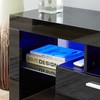 ZJMTOCYU Elegant LED TV Stand with Remote Control and Toughened