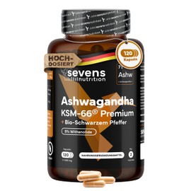 Ashwagandha Capsules High Dose - 600 mg Ashwagandha KSM-66 - High Bioavailability - With Black Pepper - 5% Withanolide - For Balance, Energy and Clarity - 120 Vegan Capsules Laboratory Tested