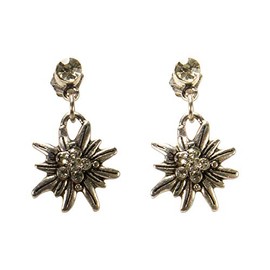 Alpenflüstern DOR046 Costume Earrings Hanging Rhinestone White Mini – Women's Costume Jewellery, Costume Earrings in Traditional Colours, Zinc