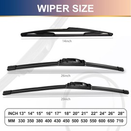 3 wipers Replacement for Ford Edge 2007-2014,Lincoln MKX 2007-2015,Windshield Wiper Blades Original Equipment Replacement - 26"/20"/14" (Set of 3) U/J HOOK