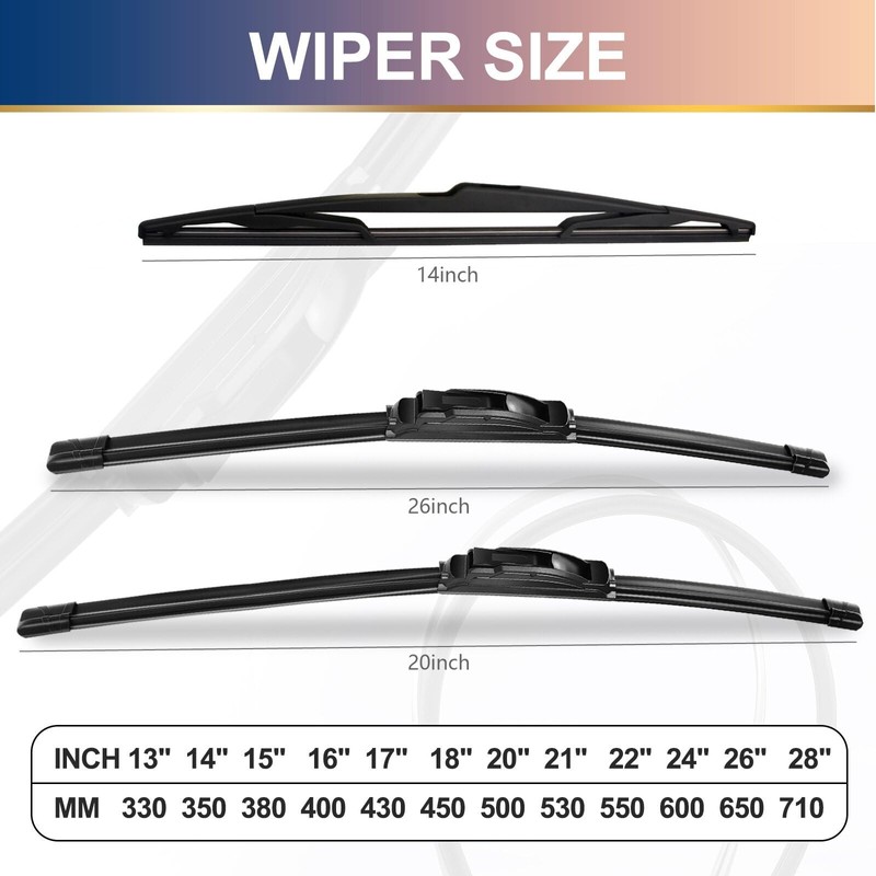 3 wipers Replacement for Ford Edge 2007-2014,Lincoln MKX 2007-2015,Windshield Wiper