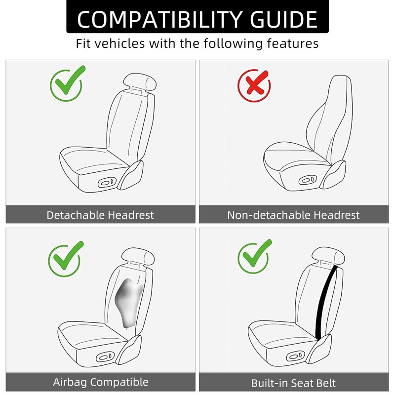 BEITK 2 Pack Leather Front Seat Covers, Universal Sideless Car