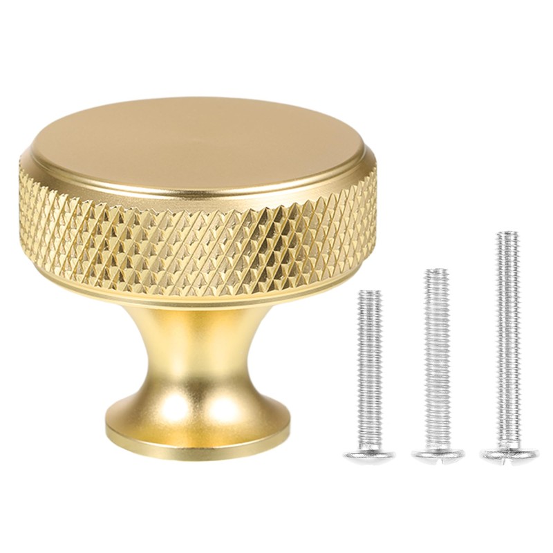 sdhiiolp 10 Pcs Cabinet Knobs Matte Gold Metal Round Knurled