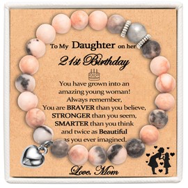 EFVISD 21st Birthday Gifts for Daughter Women Her, 21 Year Old Birthday Gifts for Her Girls, Beaded Bracelet Gifts for 21st Birthday Female, Happy 21st Birthday Gifts Ideas for Daughter