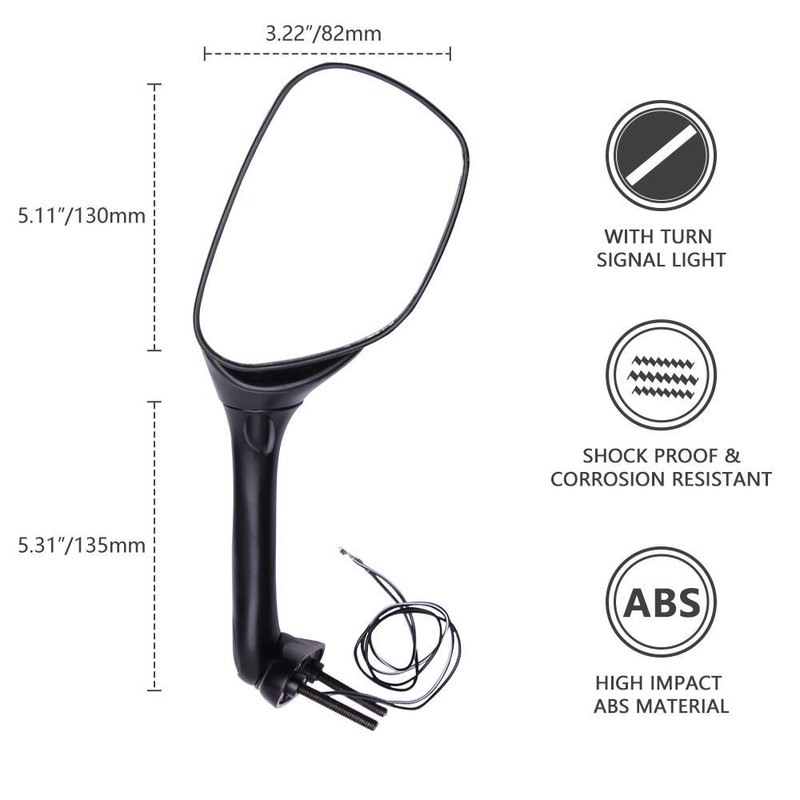 DREAMIZER Motorcycle LED Rear View Side Mirror with Turn Signal