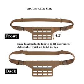 Tactical Fanny Pack Adapter Panel Waist Belt Extension Platform for Molle Pouches Magazine Pouch (TAN 4 Columns)