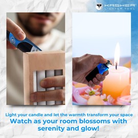 Kasher Classic Multi-Tool Lighter Case with Lighter - Lightweight, Durable Construction, Stainless Steel - Usage as a Box Cutter, Screwdriver, Package Opener, Cleaning Device & More - Pack 5 (Blue)