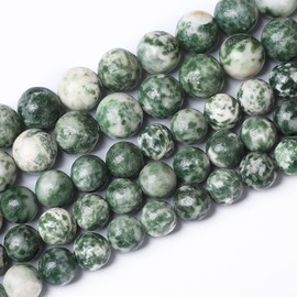 36 abalorio de piedra de punto verde natural de 10 mm para hacer joyas, abalorio redondas sueltas y espaciadoras, pulseras de 15 pulgadas (10 mm, piedra de punto verde)