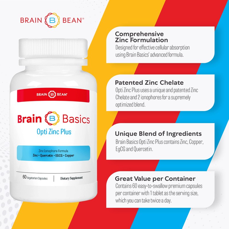 Brain Basics Opti Zinc Plus - Zinc Supplement with Quercetin,