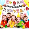 Farm Party Banners 3Pcs Happy Birthday Banners Cutout Garland Banners