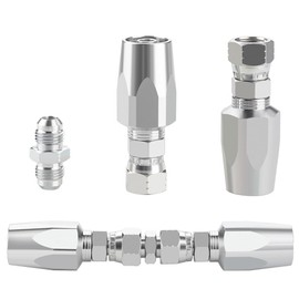 Fahgaer 2PCS Reusable Hydraulic Fittings 1/4Inch ID Hydraulic Hose Field Repair Kit