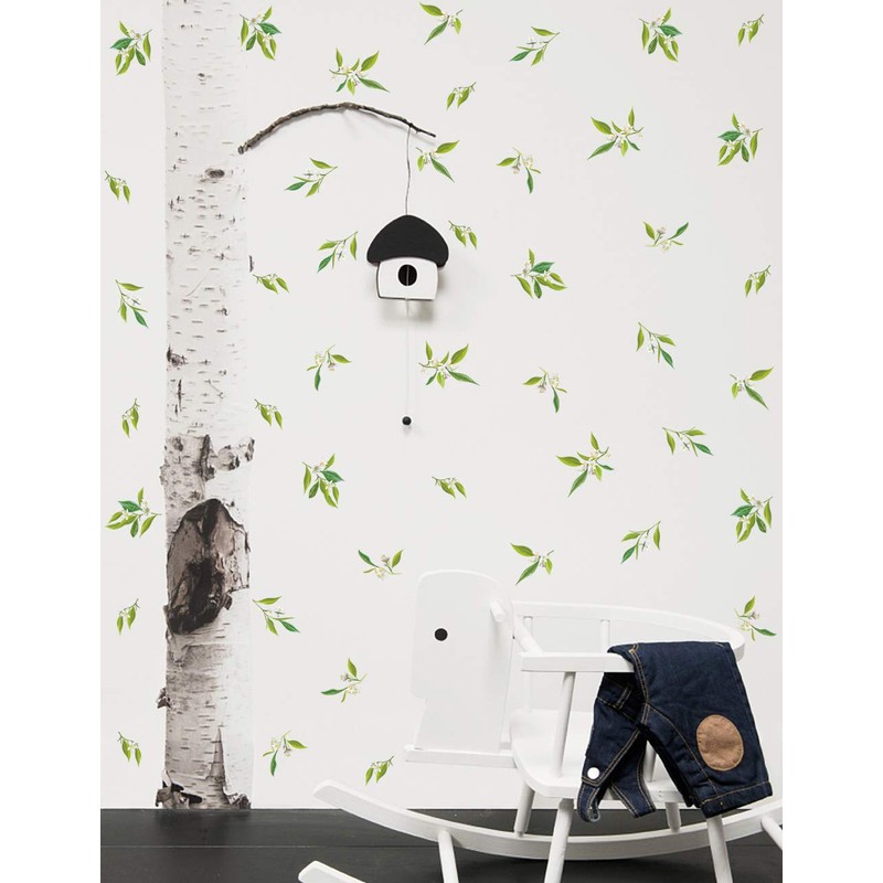 Mozamy Creative Orange Flowers Wall Decals (44 Count) Leaves Wall