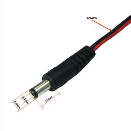 FILSHU 2 PCS 5.5x2.1mm DC Power Plug Male Connector to Dual Alligator Clip Cable 50cm