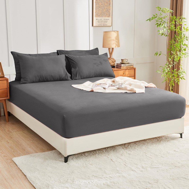 LINENOVA King Single Fitted Sheet Set – 2-Piece Ultra Soft