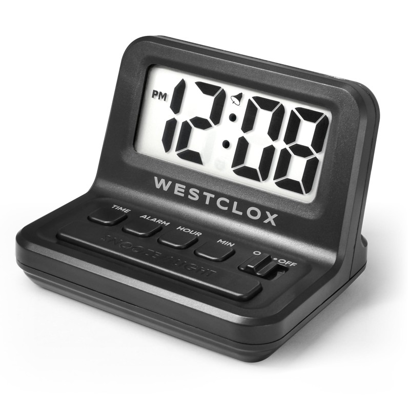 Westclox LCD Digital Bedside Alarm Clock with White Backlit Display