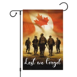Louise Maelys Lest We Forget Garden Flag 12 x 18 Inch Double Sided Burlap Outdoor Decorations Canada Remember Patriotic Decor (Only Flag)