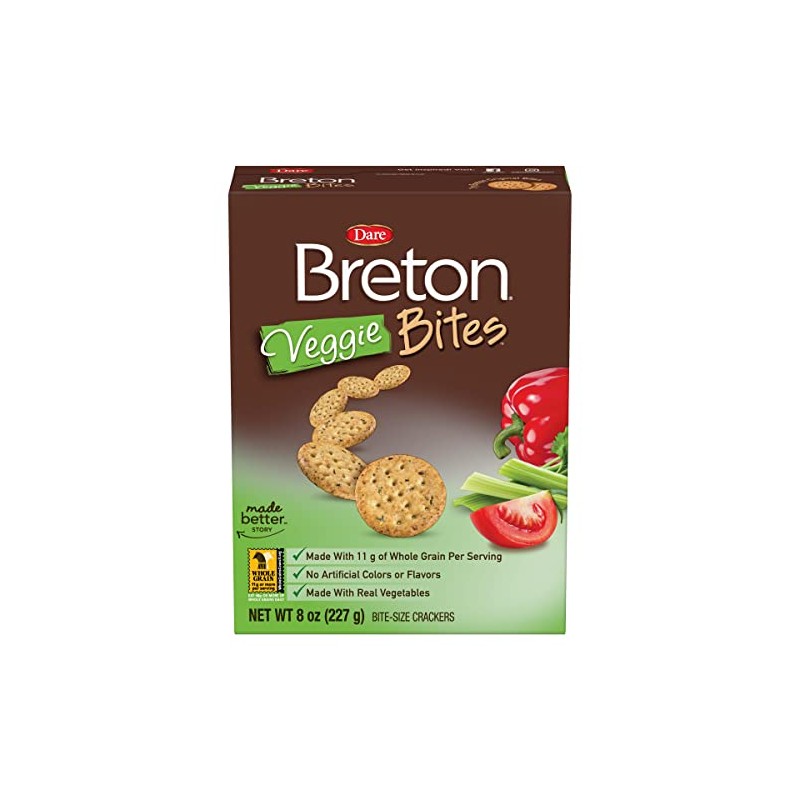 Dare Breton Minis Crackers, Garden Vegetable, 8-Ounce Packages (Pack of