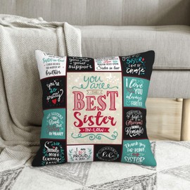 IYUBOFU Sister in Law Gifts - Best Birthday Gifts for Sister in Laws - Presents for Sister-in-Law - Future Sister in Law Gifts - Sister in Law Gift Throw Pillow Cover 18X18 Inch