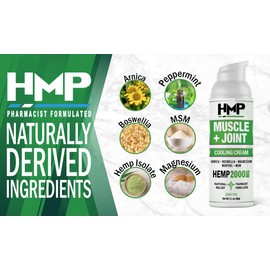 HMP BRANDS Hemp Cream Muscle & Joint Support 2000MG Hemp Discomfort Relief Formula w Menthol Ideal for Knee Muscle Joint Back Shoulder Elbow Maximum Joint Support, Natural Formula Made in USA 2.1oz