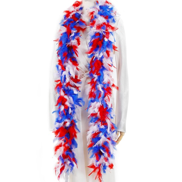 Larryhot 45g Red White Blue Feathers Boa - 2 Yards